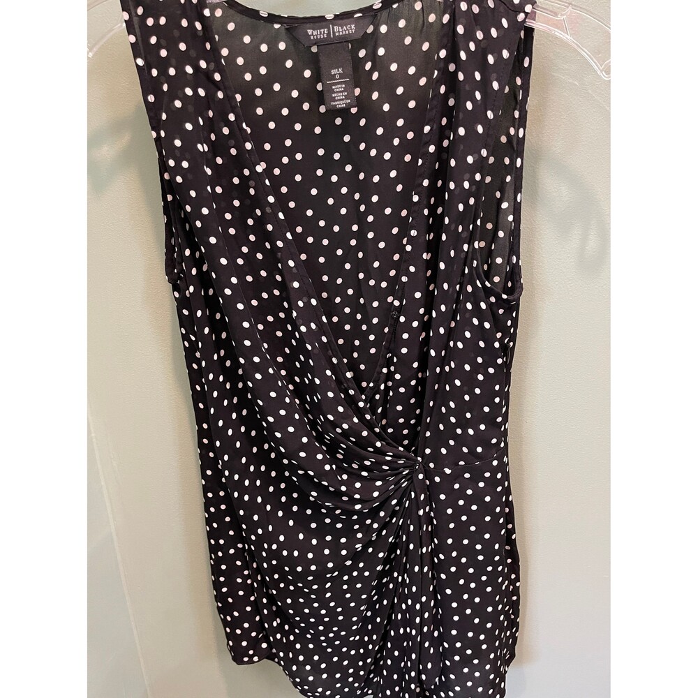 White House Black Market silk polka dot top size 0